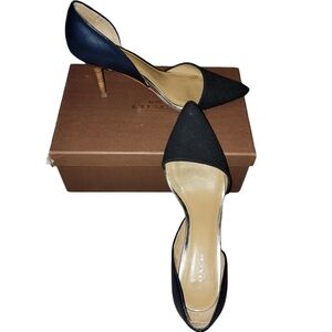 Coach Camille D’Orsay Black Fabric Canvas Blue Leather Pumps Heels Size 8B